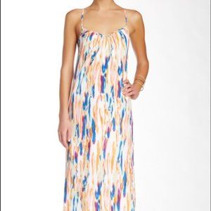 Watercolor Low Back Maxi with Gold Detail